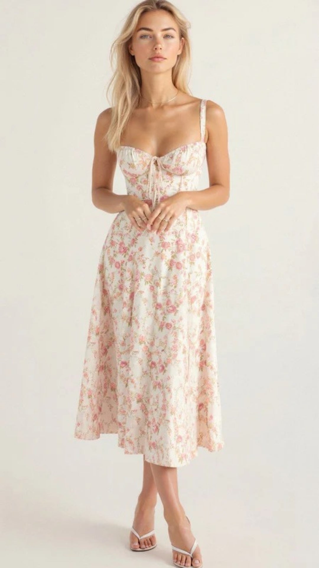 Sommerliches Damen Sommerkleid Midi mit Schlitz | Leichte Silhouette