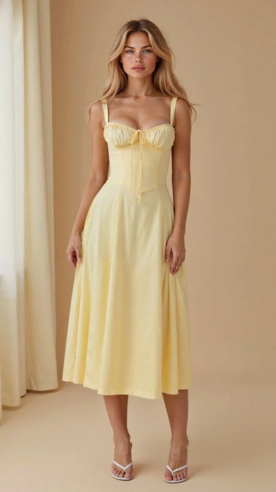 Sommerliches Damen Sommerkleid Midi mit Schlitz | Leichte Silhouette
