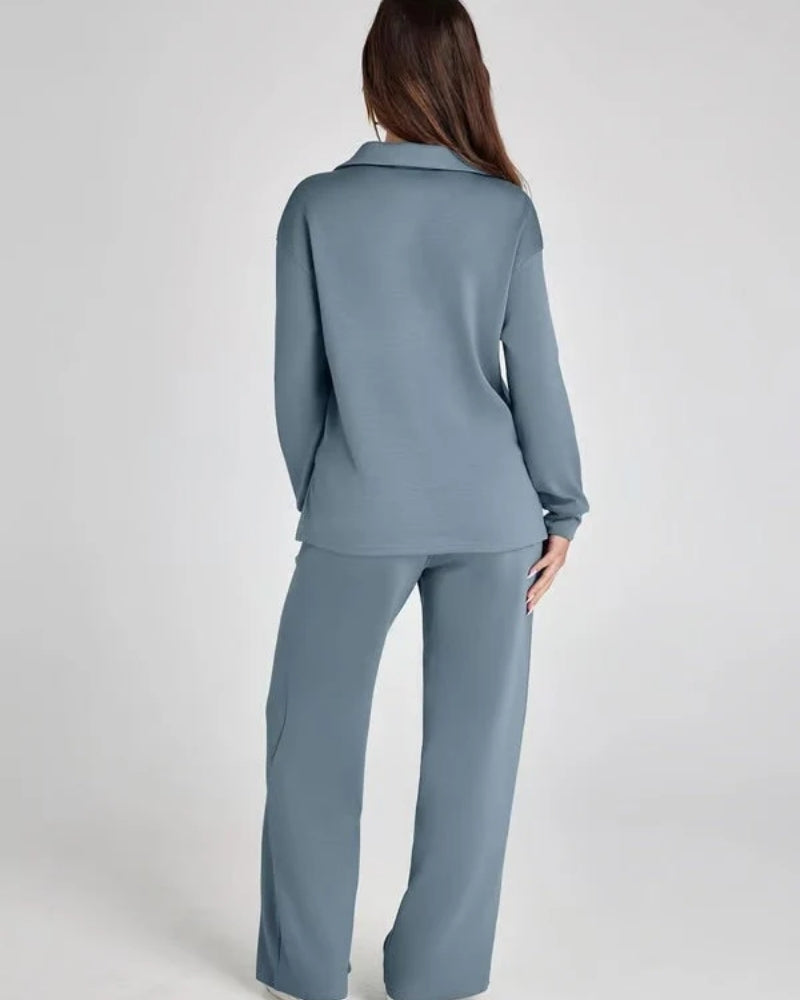Sport Jogginganzug - Damen V-Ausschnitt Langarm Sweatshirt und Hose