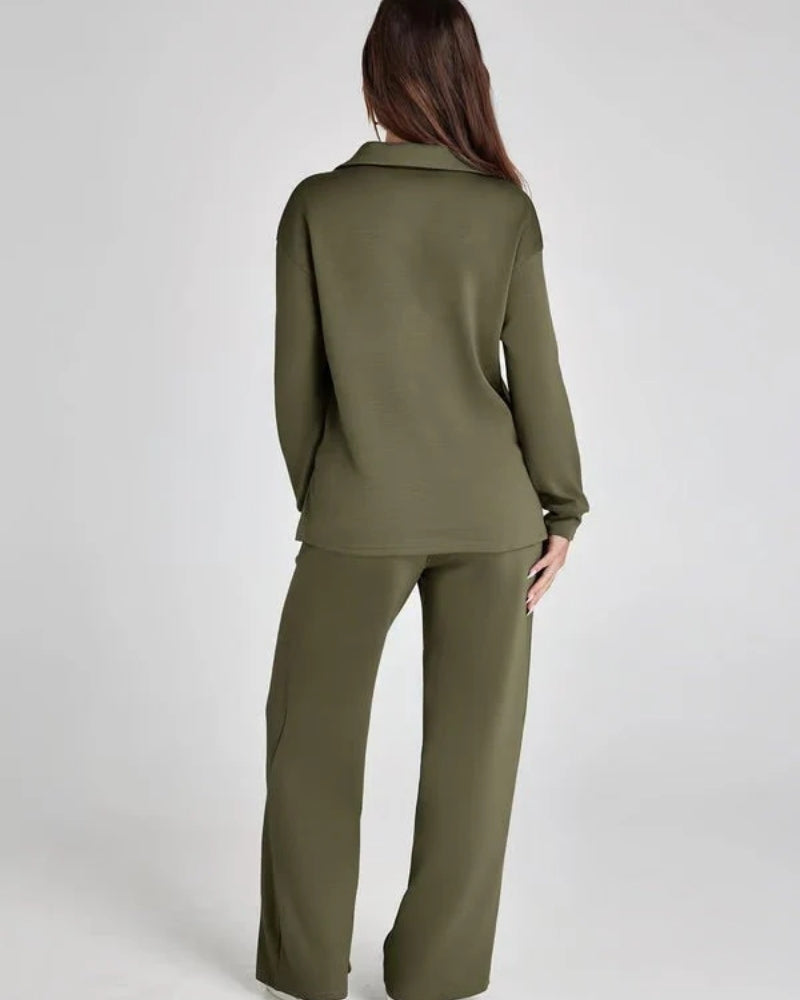 Sport Jogginganzug - Damen V-Ausschnitt Langarm Sweatshirt und Hose