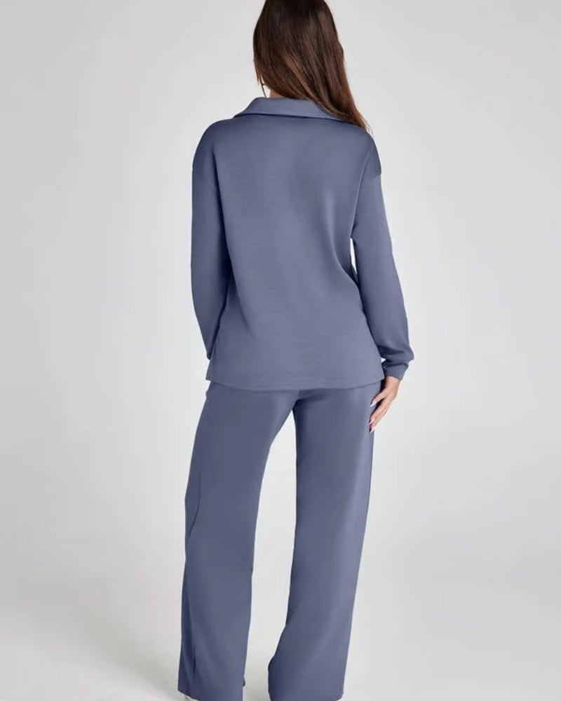 Sport Jogginganzug - Damen V-Ausschnitt Langarm Sweatshirt und Hose