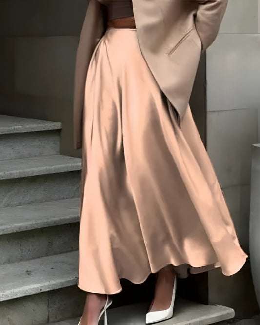 Stilvoll Damen A-Linien Rock mit hoher Taille | Maxi