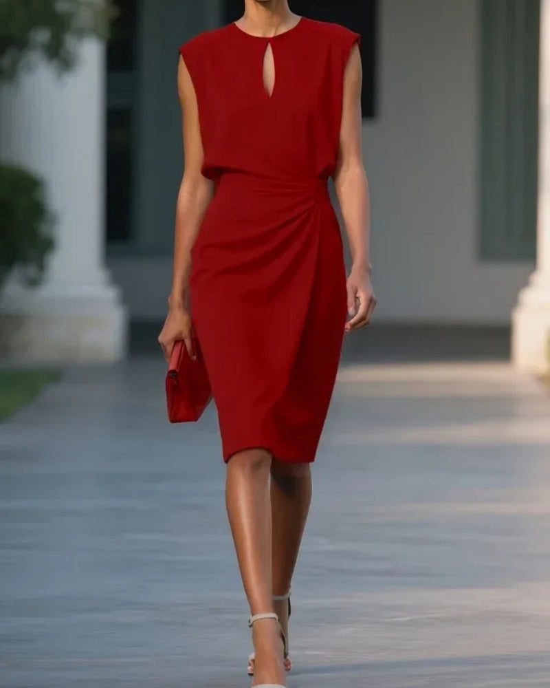 Stilvoll Damen Midi Abendkleid | Ärmellos