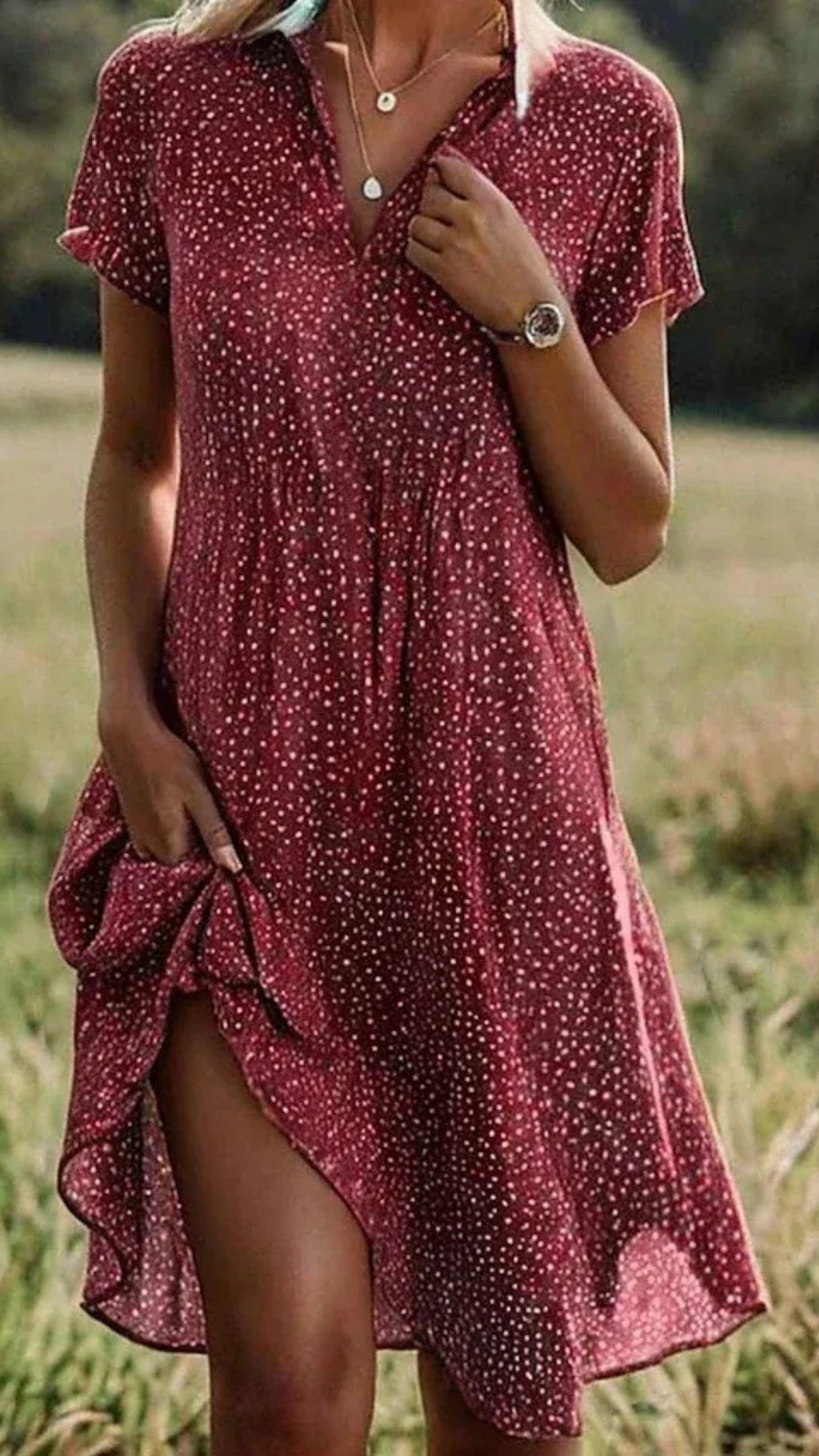 Strand Sommerkleid Damen gepunktet | Midi