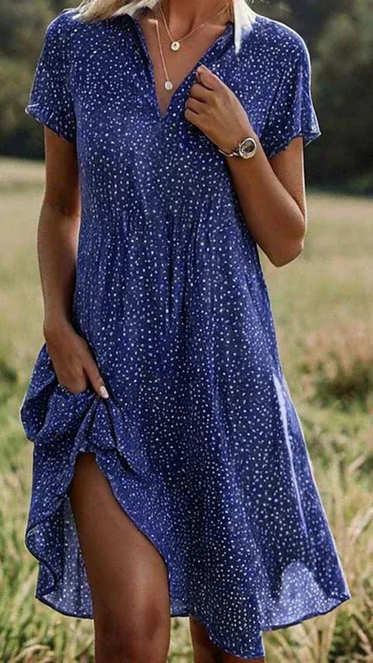 Strand Sommerkleid Damen gepunktet | Midi