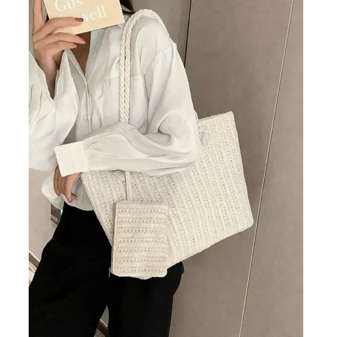 Strandbereit Damen Strand Tote Bag mit Seilhenkeln | Groß