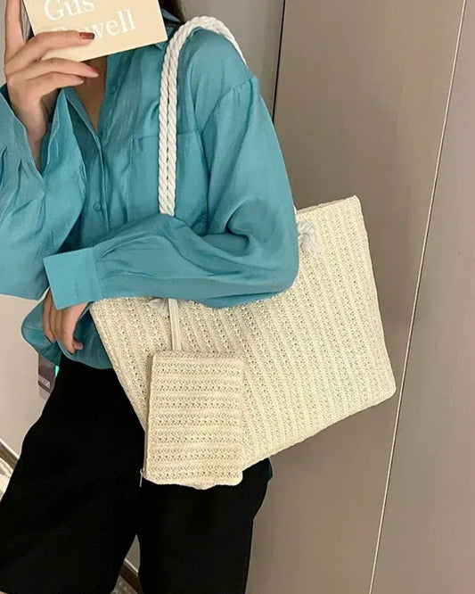 Strandbereit Damen Strand Tote Bag mit Seilhenkeln | Groß