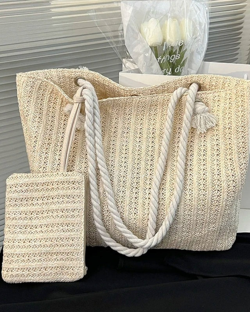 Strandbereit Damen Strand Tote Bag mit Seilhenkeln | Groß
