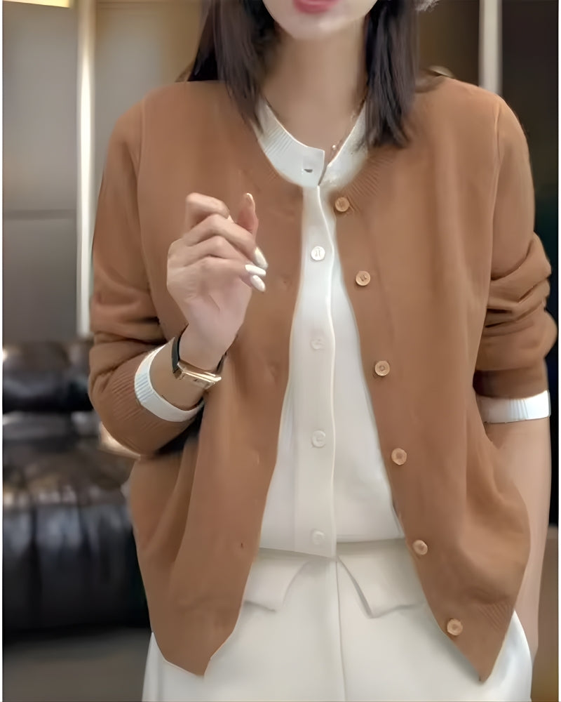 Strickjacke Damen 100% Kaschmir – Klassischer Pullover für Herbst und Winter