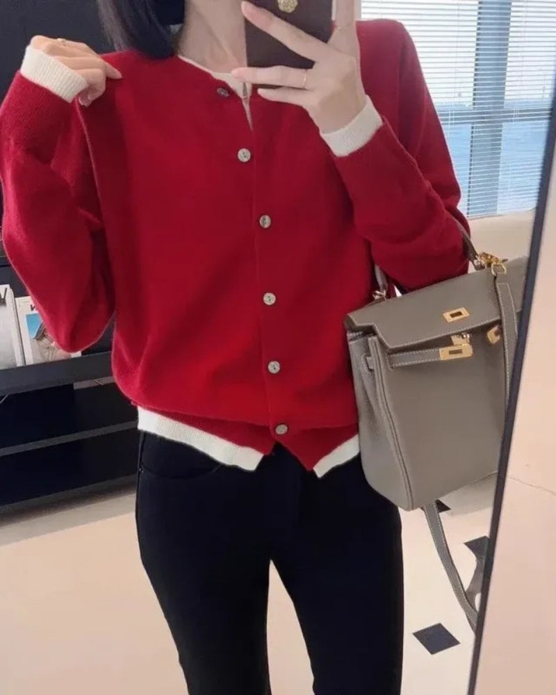 Strickjacke Damen 100% Kaschmir – Klassischer Pullover für Herbst und Winter