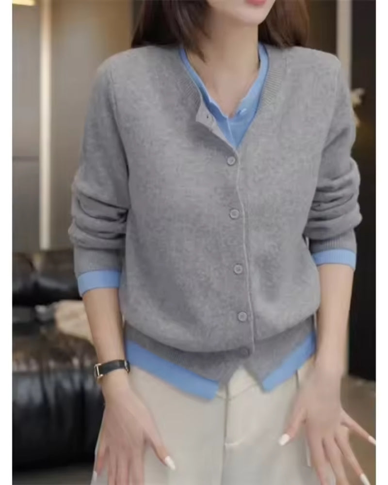 Strickjacke Damen 100% Kaschmir – Klassischer Pullover für Herbst und Winter