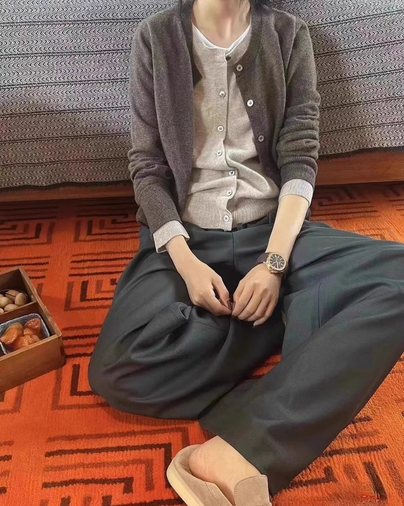 Strickjacke Damen 100% Kaschmir – Klassischer Pullover für Herbst und Winter