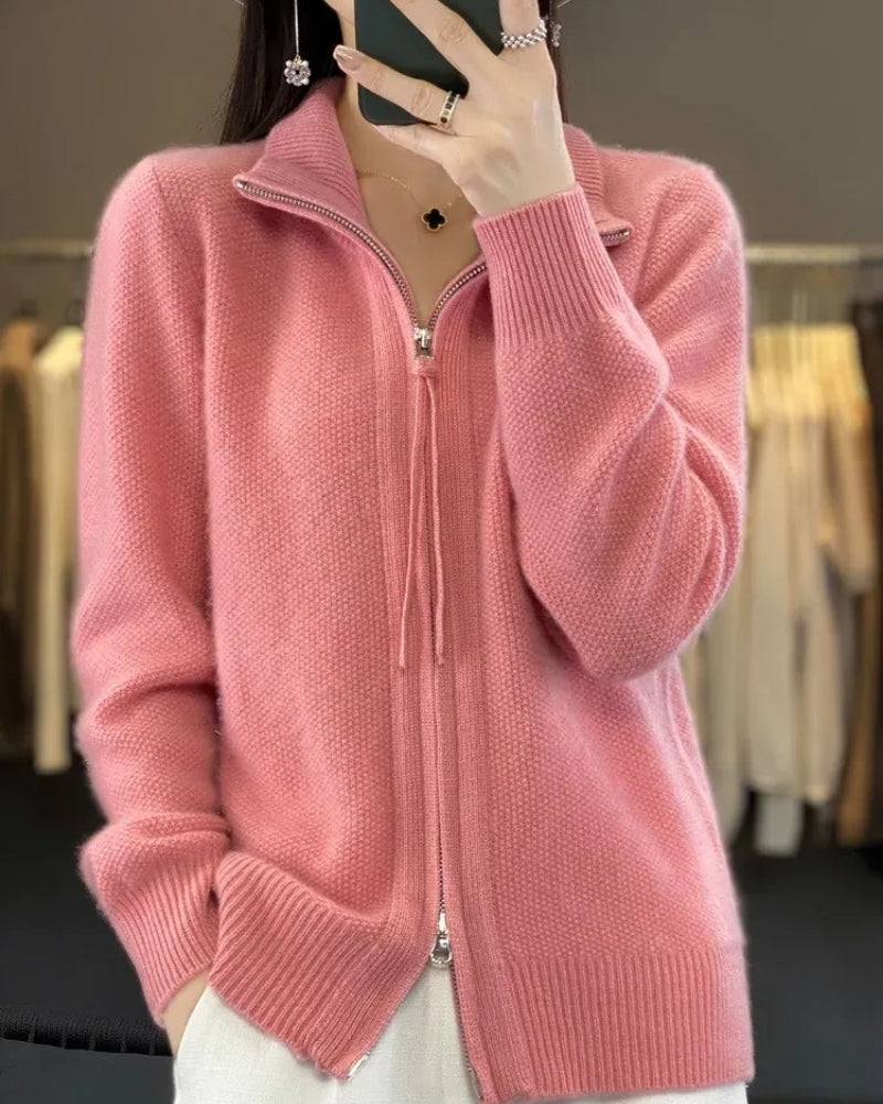 Strickjacke Damen 100% Merinowolle – Warmer Pullover für Herbst und Winter