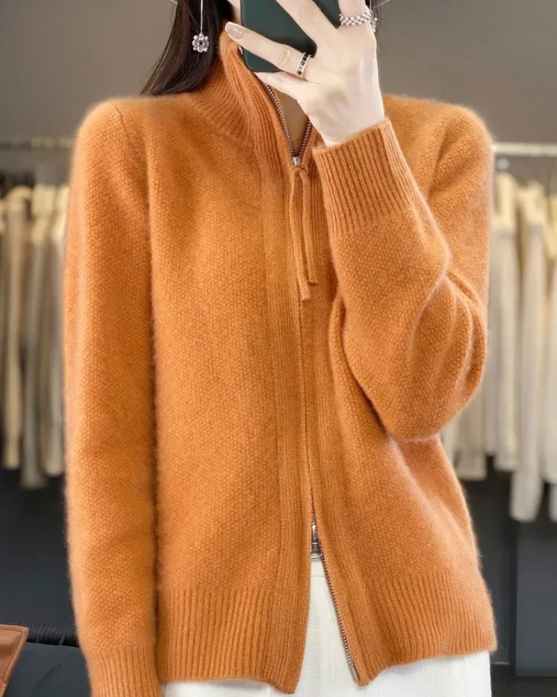 Strickjacke Damen 100% Merinowolle – Warmer Pullover für Herbst und Winter