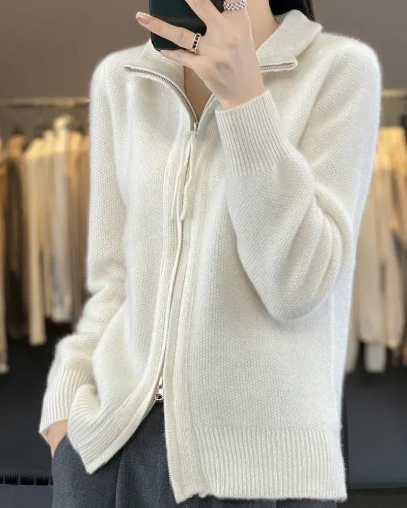 Strickjacke Damen 100% Merinowolle – Warmer Pullover für Herbst und Winter