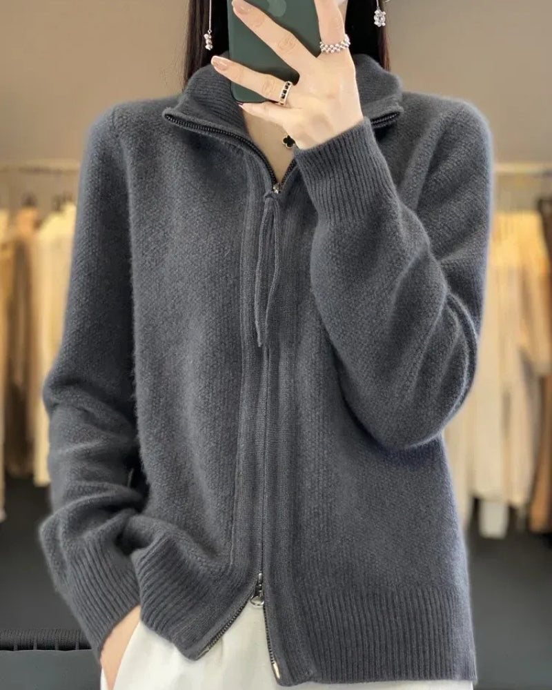 Strickjacke Damen 100% Merinowolle – Warmer Pullover für Herbst und Winter