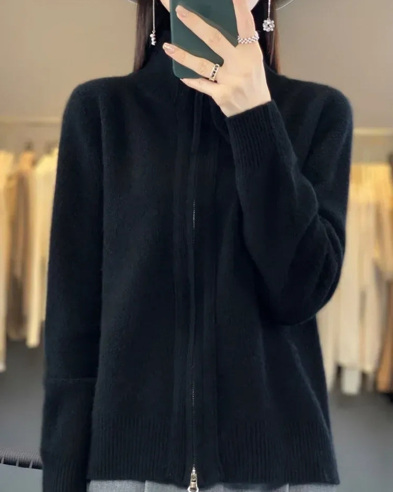 Strickjacke Damen 100% Merinowolle – Warmer Pullover für Herbst und Winter