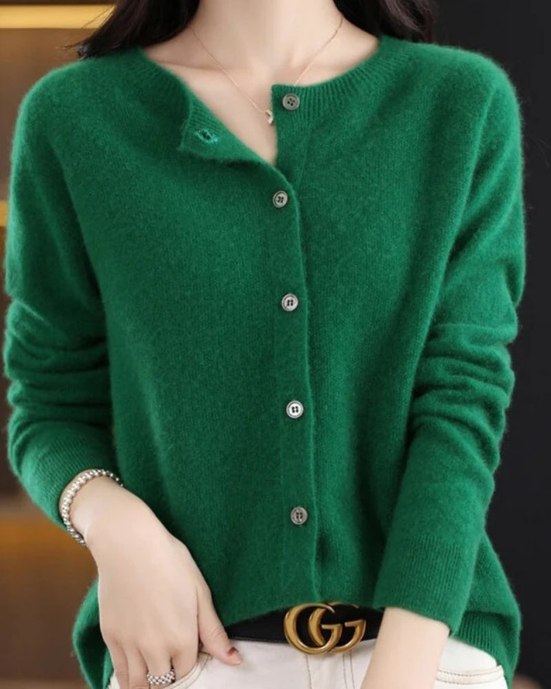 Strickjacke mit V-Ausschnitt für Damen – Garderobe mit langen Ärmeln