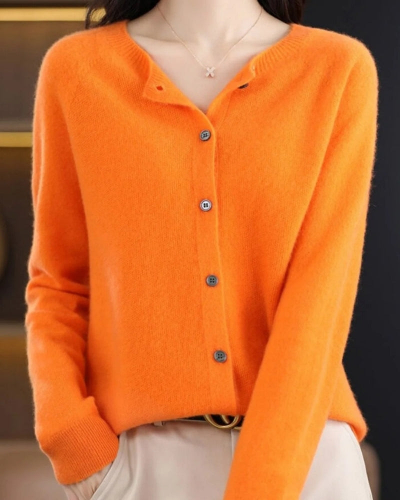 Strickjacke mit V-Ausschnitt für Damen – Garderobe mit langen Ärmeln