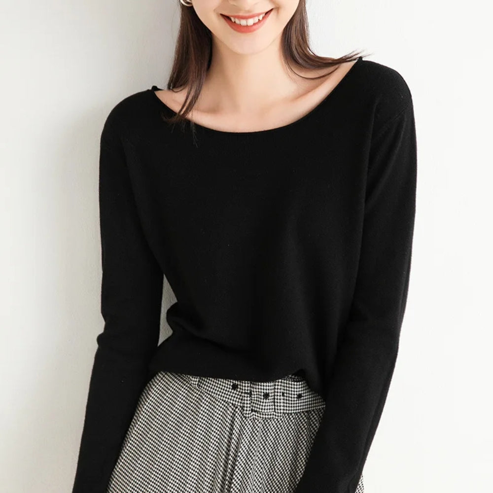 Strickpullover mit O-Ausschnitt - Leicht und lässig mit langen Ärmeln für Frauen
