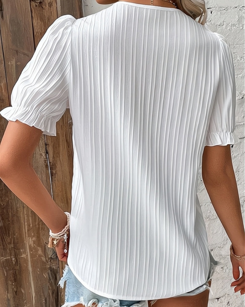 Strukturierte Damenbluse mit V-Ausschnitt – Bluse für Alltag und Kombinationen