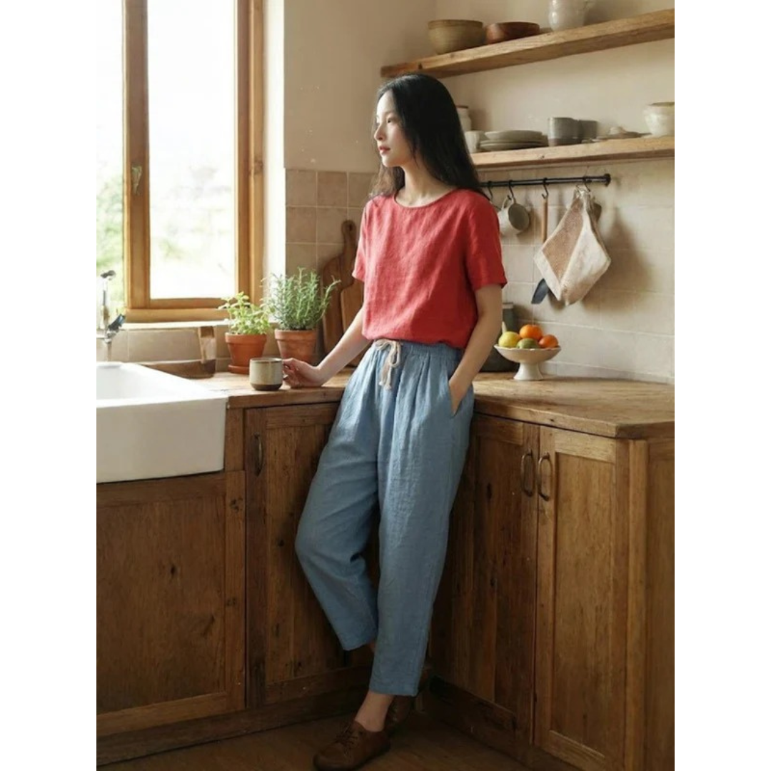 Sude | Damen Hose mit Kordelzug schmal geschnitten modern