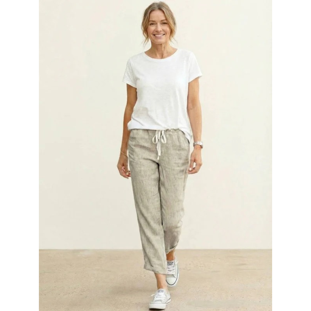 Sude | Damen Hose mit Kordelzug schmal geschnitten modern