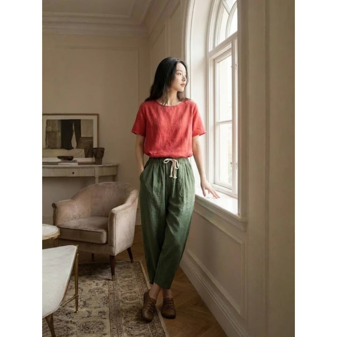 Sude | Damen Hose mit Kordelzug schmal geschnitten modern