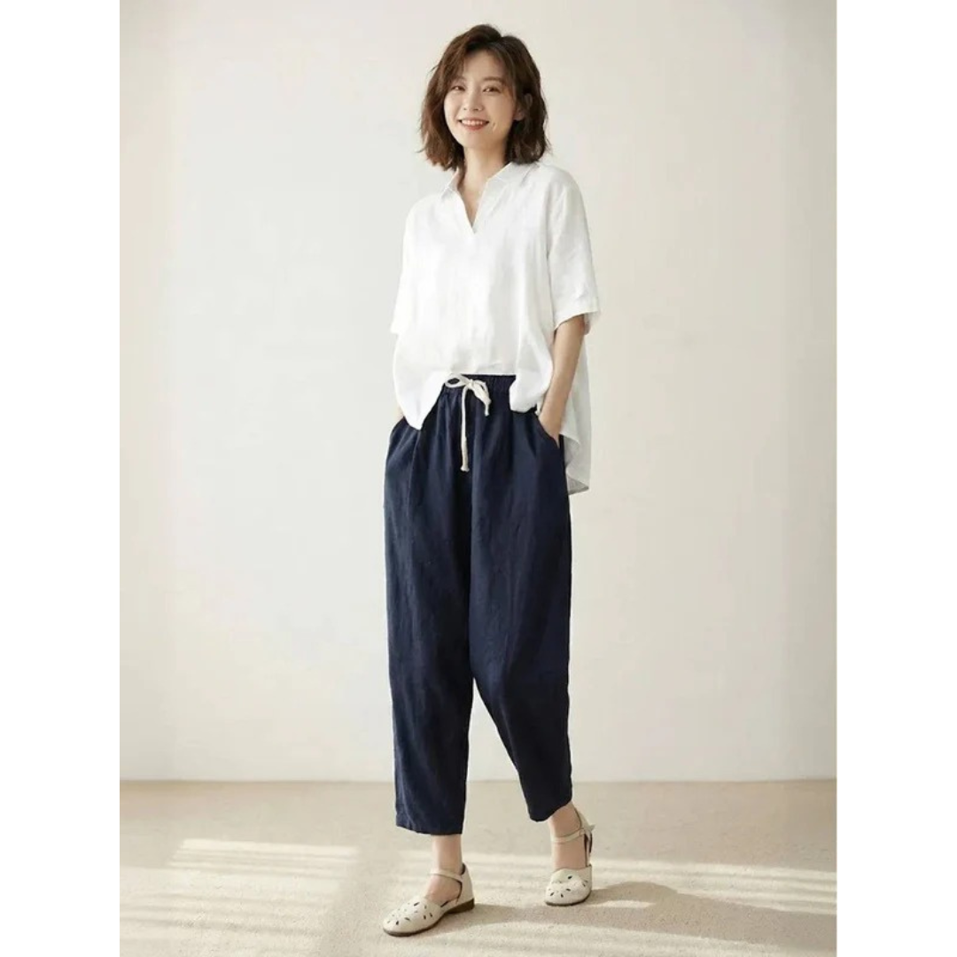 Sude | Damen Hose mit Kordelzug schmal geschnitten modern