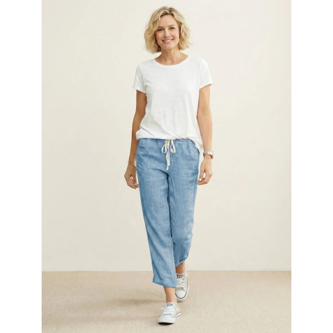 Sude | Damen Hose mit Kordelzug schmal geschnitten modern