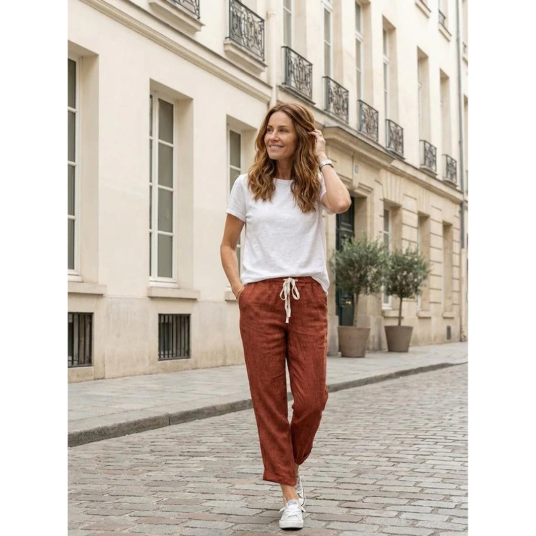 Sude | Damen Hose mit Kordelzug schmal geschnitten modern