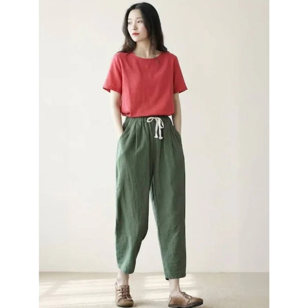Sude | Damen Hose mit Kordelzug schmal geschnitten modern