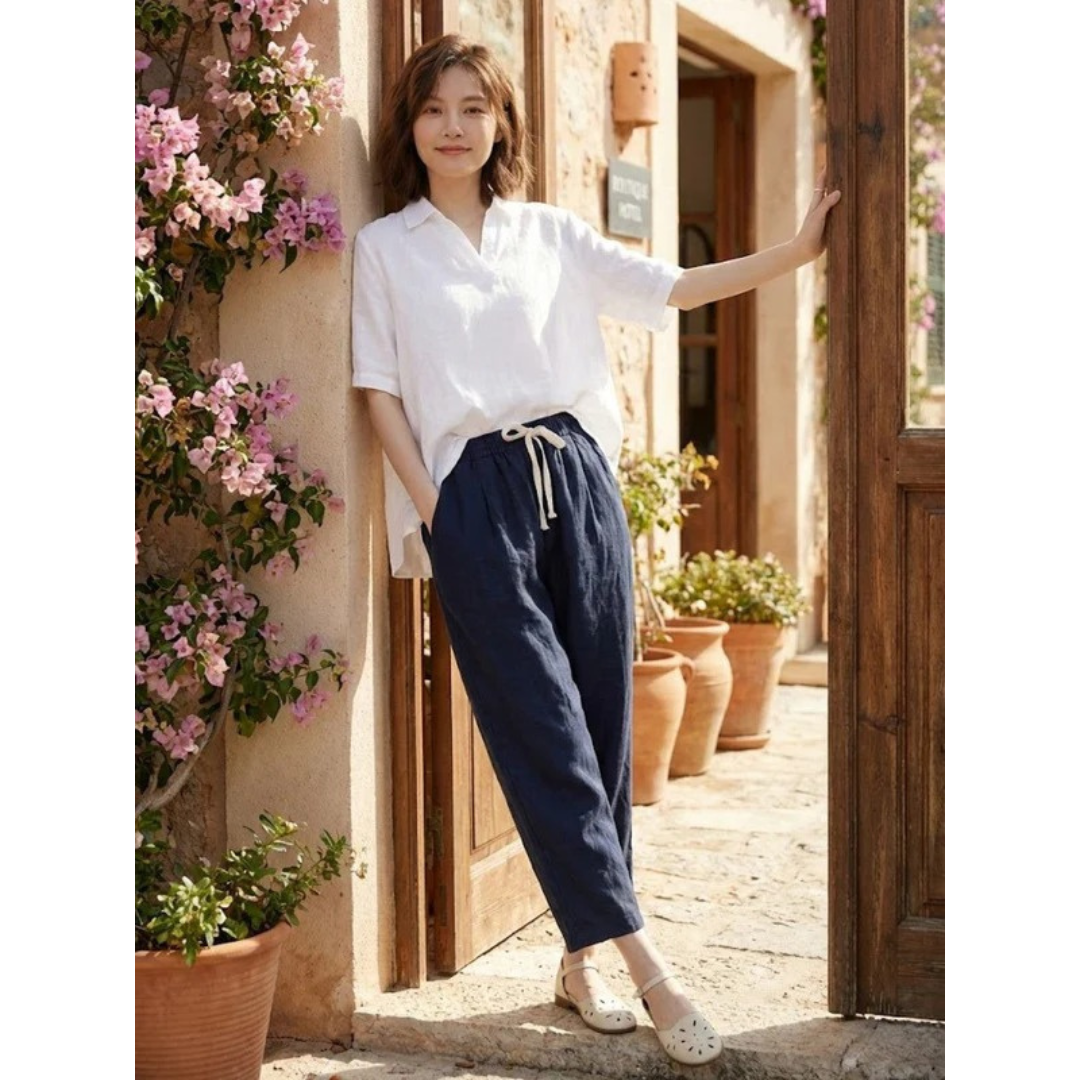 Sude | Damen Hose mit Kordelzug schmal geschnitten modern