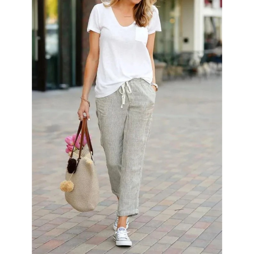 Sude | Damen Hose mit Kordelzug schmal geschnitten modern