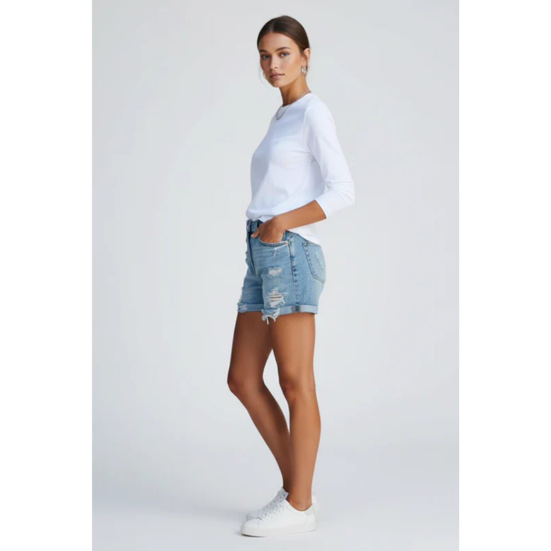 Svenja | Damen Shorts Für Alltag Mit Fransen Saum