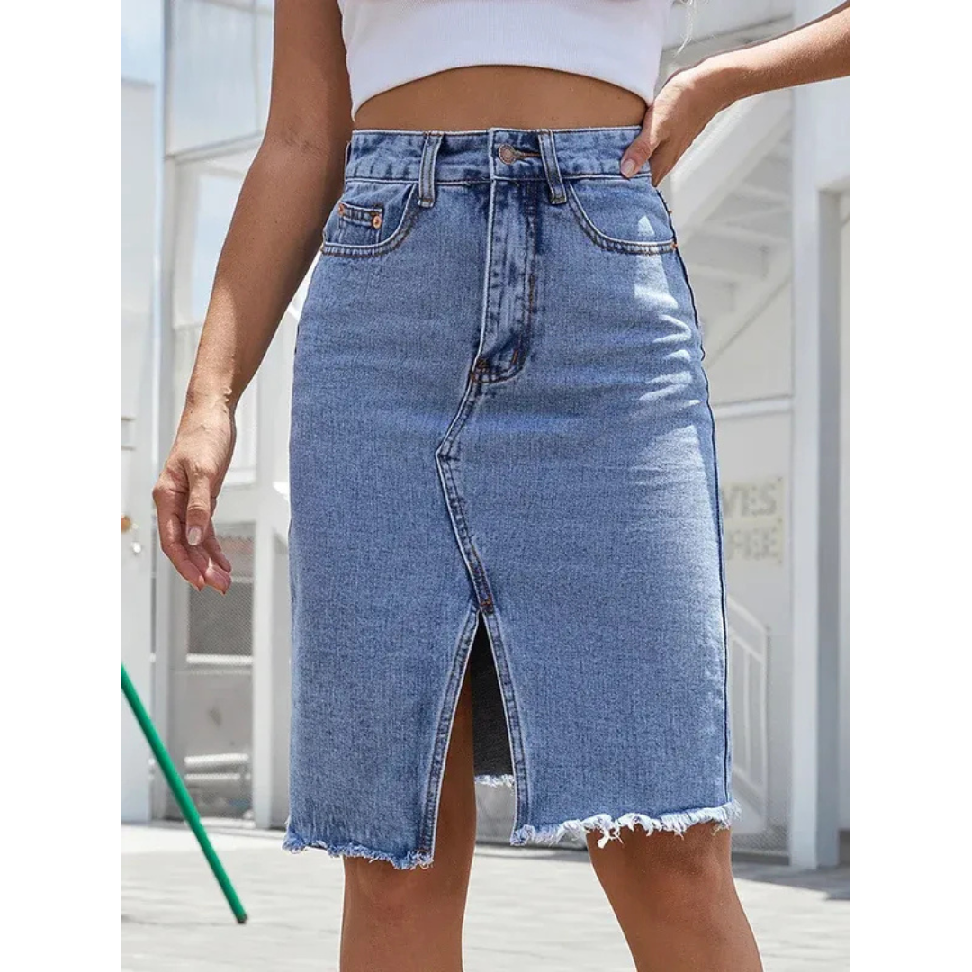Tamina | Damen Midi Rock mit Schlitz