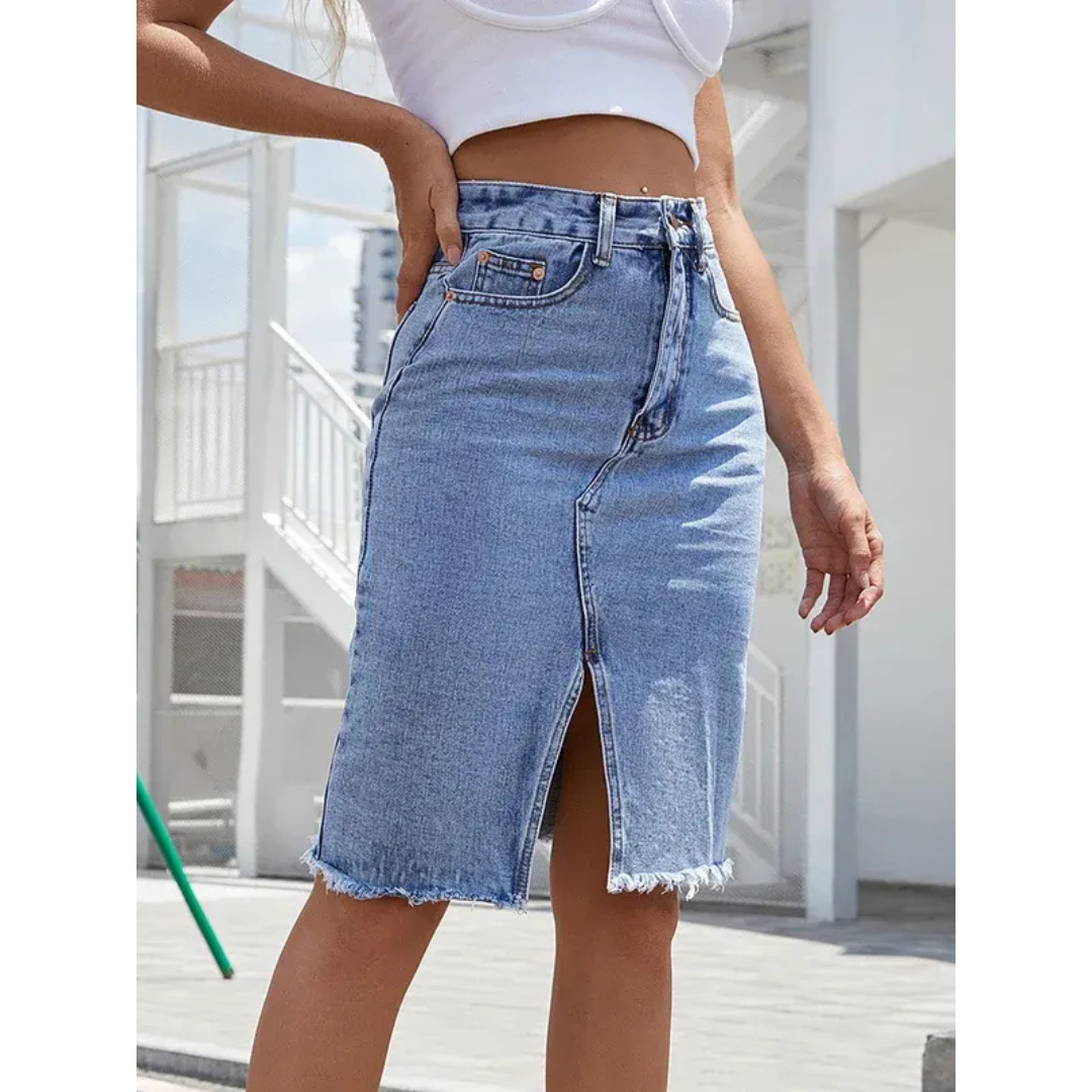Tamina | Damen Midi Rock mit Schlitz