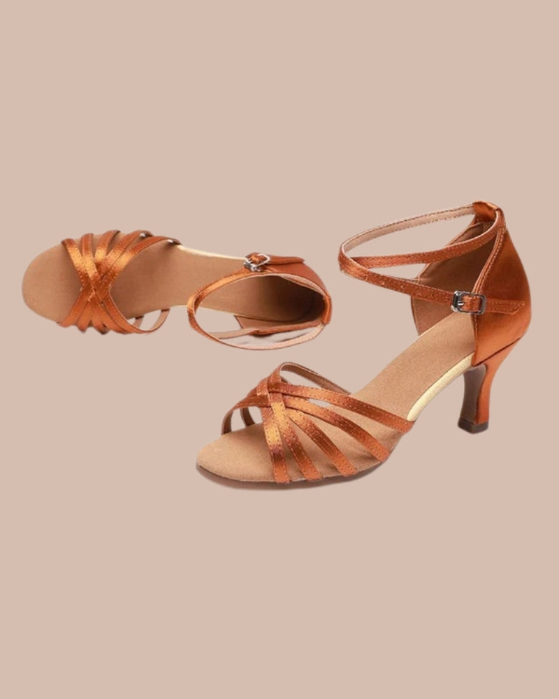 Tanzschuhe Damen – Latein Tanzschuhe mit 5 cm Absatz und Satin-Design