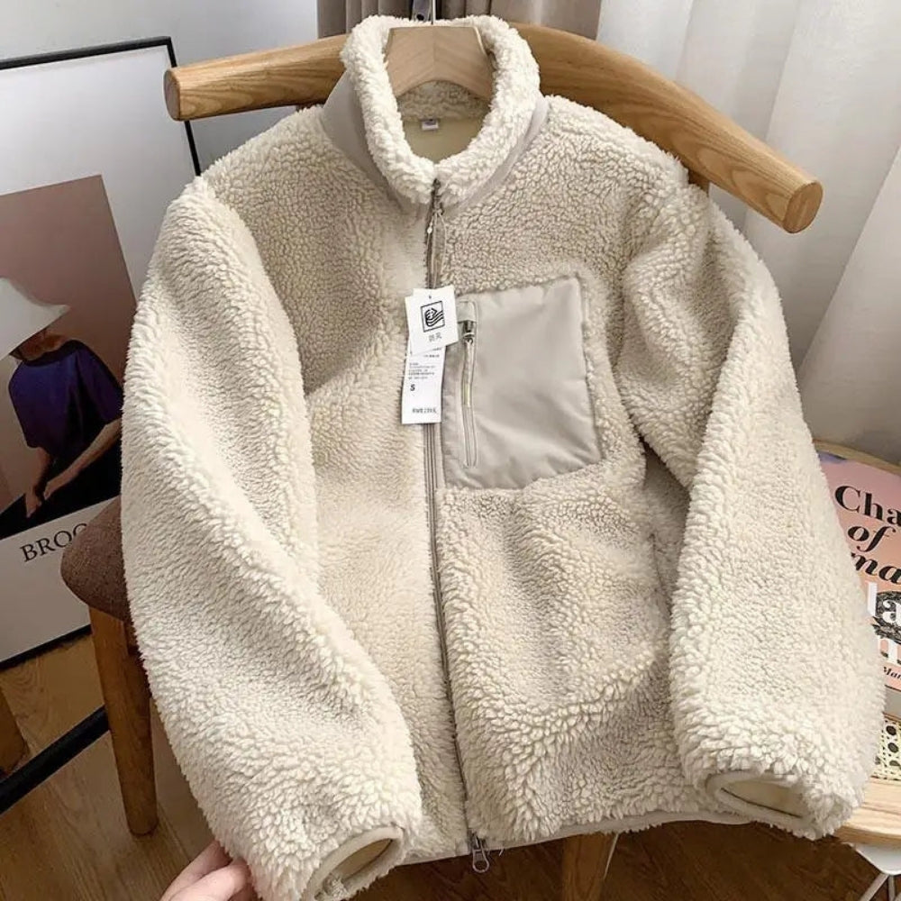 Teddy Fleece Übergangsjacke Damen – Alltagstaugliche Jacke mit Stehkragen