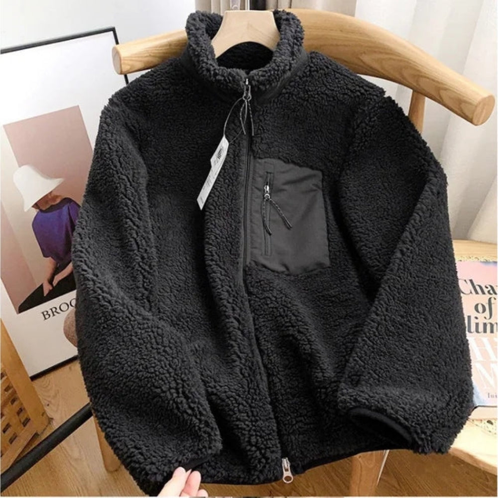 Teddy Fleece Übergangsjacke Damen – Alltagstaugliche Jacke mit Stehkragen