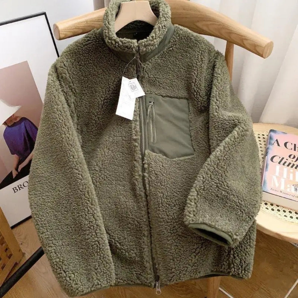 Teddy Fleece Übergangsjacke Damen – Alltagstaugliche Jacke mit Stehkragen
