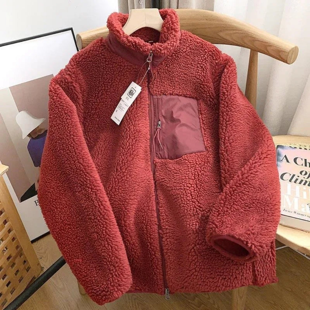 Teddy Fleece Übergangsjacke Damen – Alltagstaugliche Jacke mit Stehkragen
