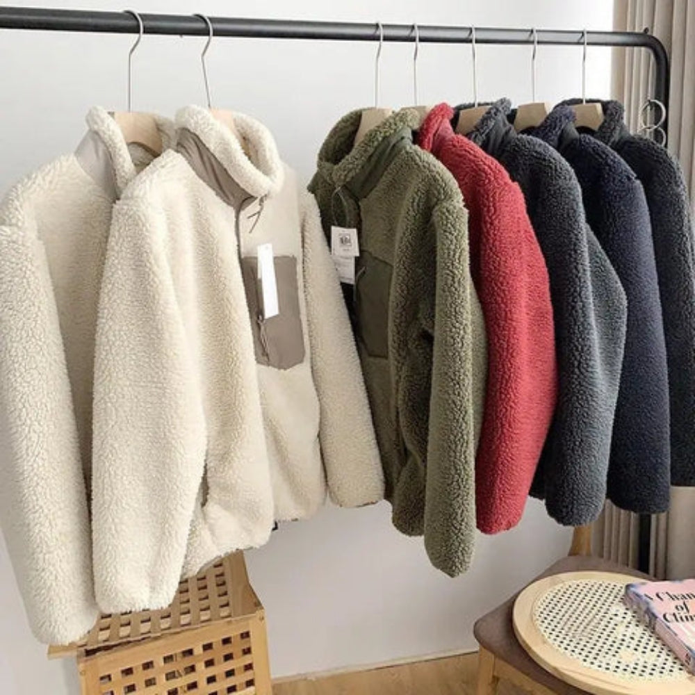 Teddy Fleece Übergangsjacke Damen – Alltagstaugliche Jacke mit Stehkragen