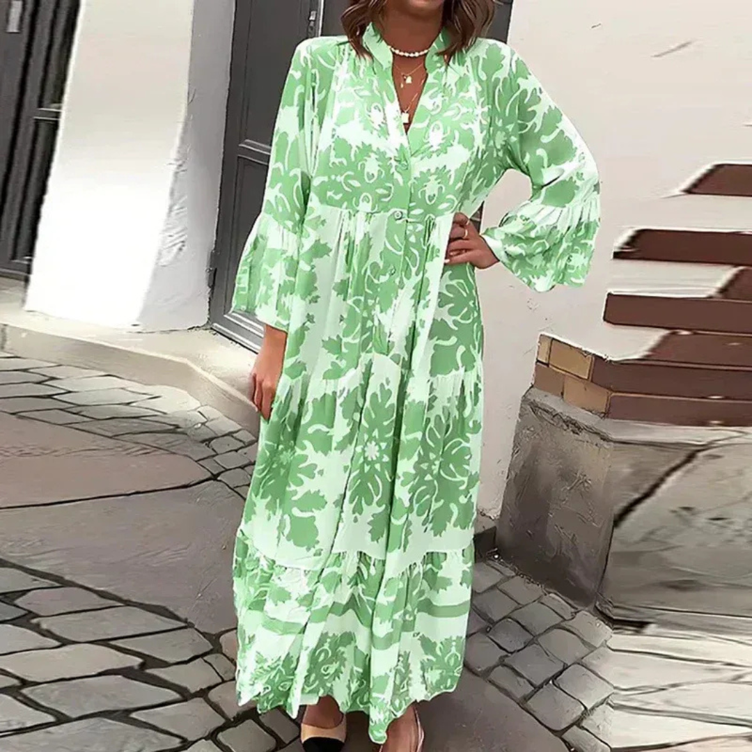 Tilda | Damen Midikleid Langarm Midi Boho