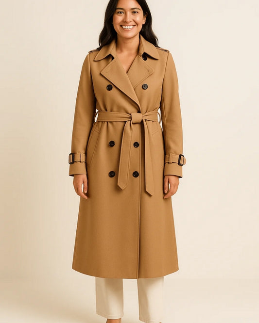 Trench Coat Damen – Klassischer Mantel mit Gürtel und Knöpfen für Frühling, Herbst und Winter