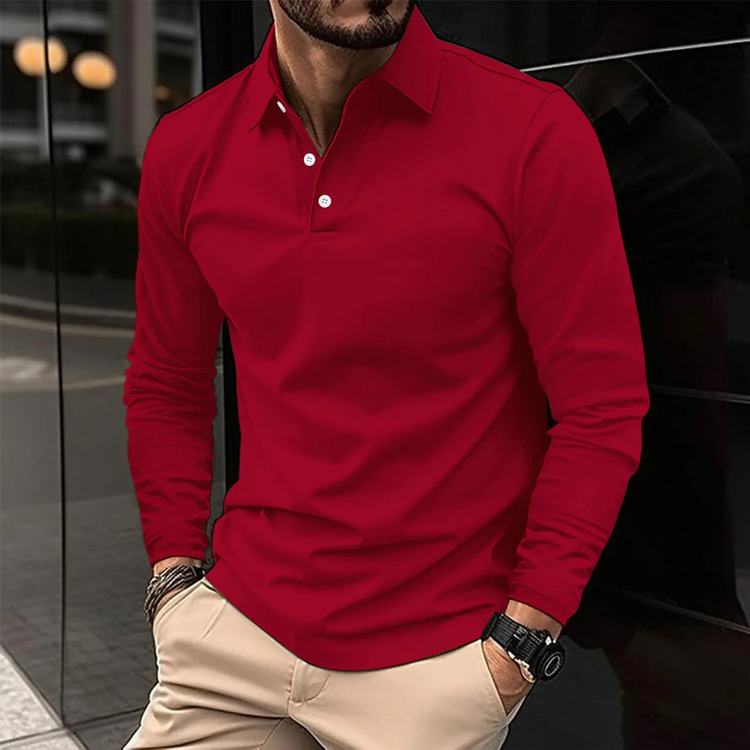 Udo | Herren Klassisches Langarm Poloshirt