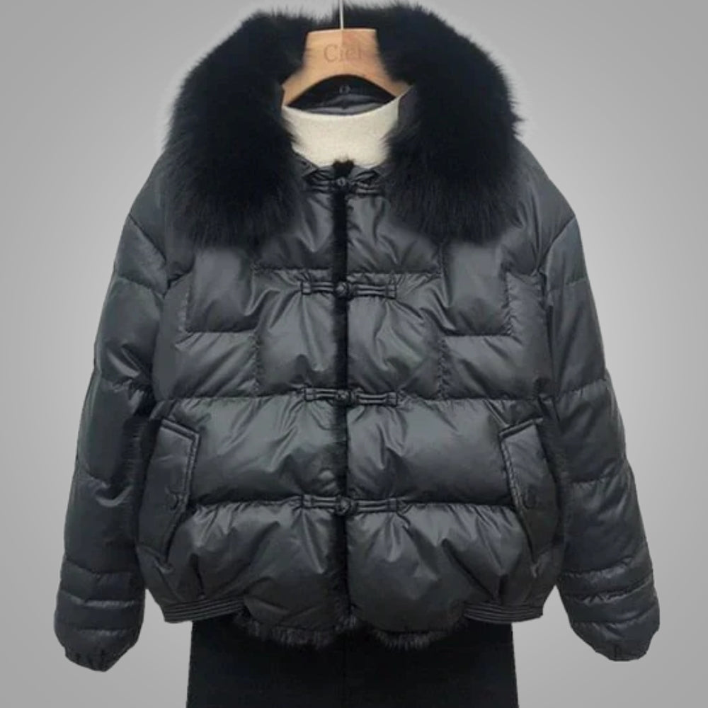 Übergroße, Glänzende Puffer-Winterjacke für Frauen - Komfortabler, Gesteppter Stil
