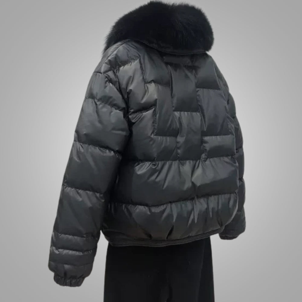 Übergroße, Glänzende Puffer-Winterjacke für Frauen - Komfortabler, Gesteppter Stil