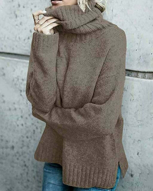 Übergroßer Rollkragenpullover - Hüftlanges langärmeliges Damenoberteil