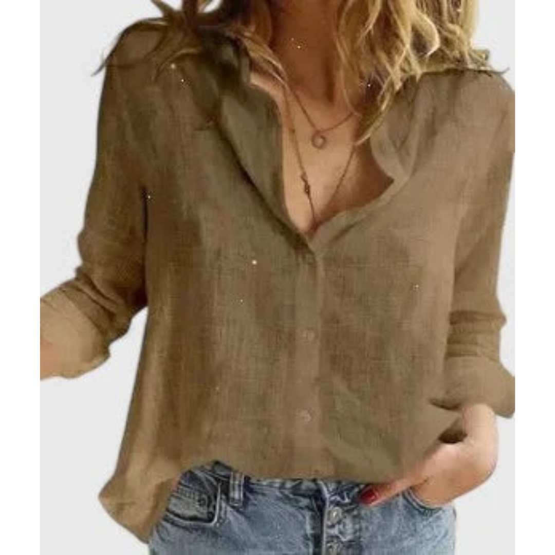 Ulrike | Damen Bluse aus Leinen mit offener Front